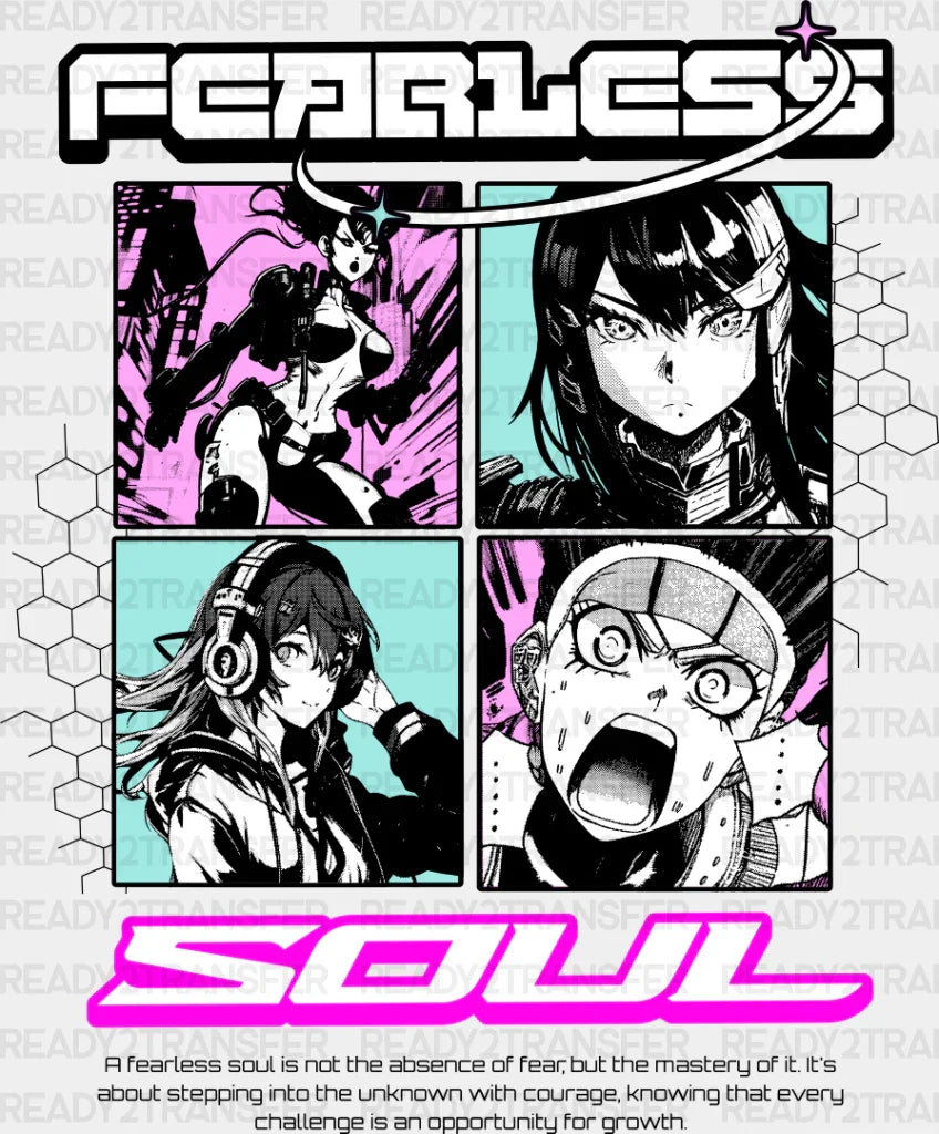 Fearless Soul - Anime Dtf Heat Transfer Adult Unisex S & M (10’’) / Dark Color Design (See Imaging)