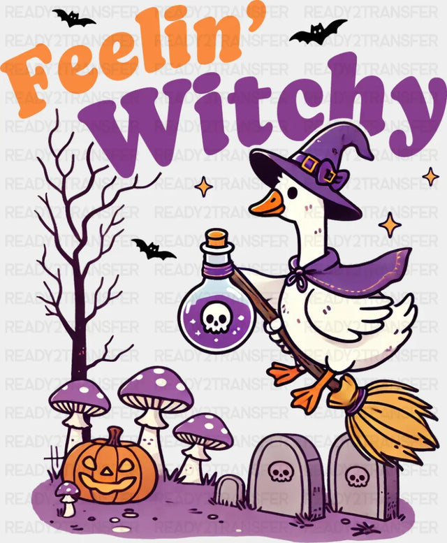 Feelin' Witchy Purple Design - Halloween DTF Transfer ready2transfer Dark Color Design (See Imaging)