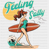 Feeling Salty - Surfing DTF Transfers ready2transfer Dark Color Design (See Imaging)
