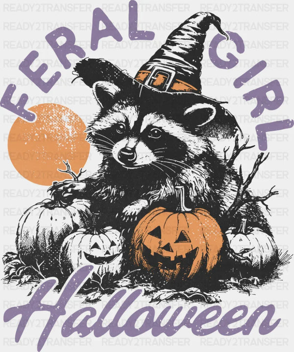 Feral Girl Halloween Raccoon - Halloween DTF Transfer