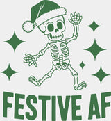Festive AF - Christmas DTF Transfer Adult Unisex - S & M (10’’) / Green Color Design (See Imaging)