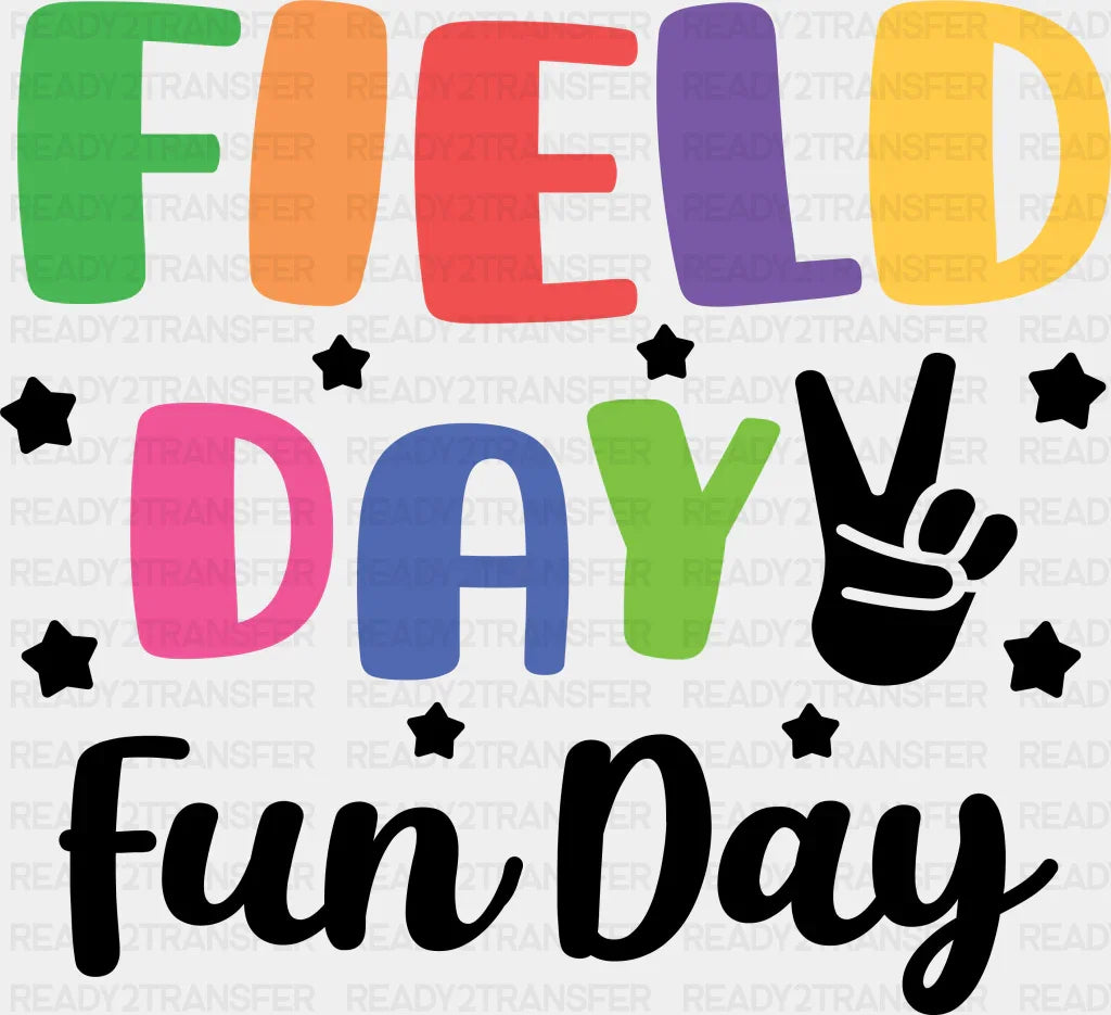 Field Day Fun Day B&W - Field Day DTF Transfer Adult Unisex - S & M (10’’) / Dark Color Design (See Imaging)