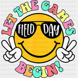 Field Day Let The Games Begin Smiley - Field Trip DTF Transfers ready2transfer