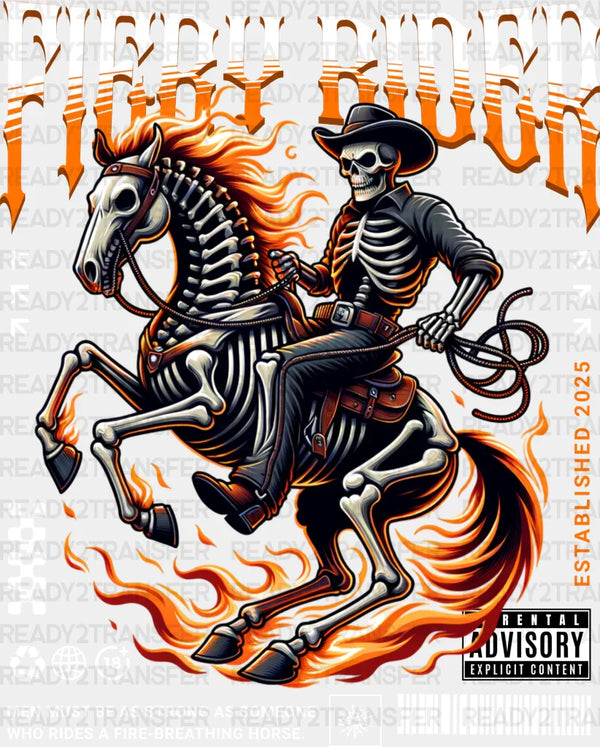 Fiery Rider Design - Rodeo DTF Transfers
