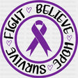Fight Believe Hope Survive - Hodgkin’s Lymphoma Cancer DTF Transfers - Adult Unisex - S & M (10’’) / Dark Color Design