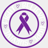 Fight Believe Hope Survive - Hodgkin’s Lymphoma Cancer DTF Transfers - Adult Unisex - S & M (10’’) / Light Color Design