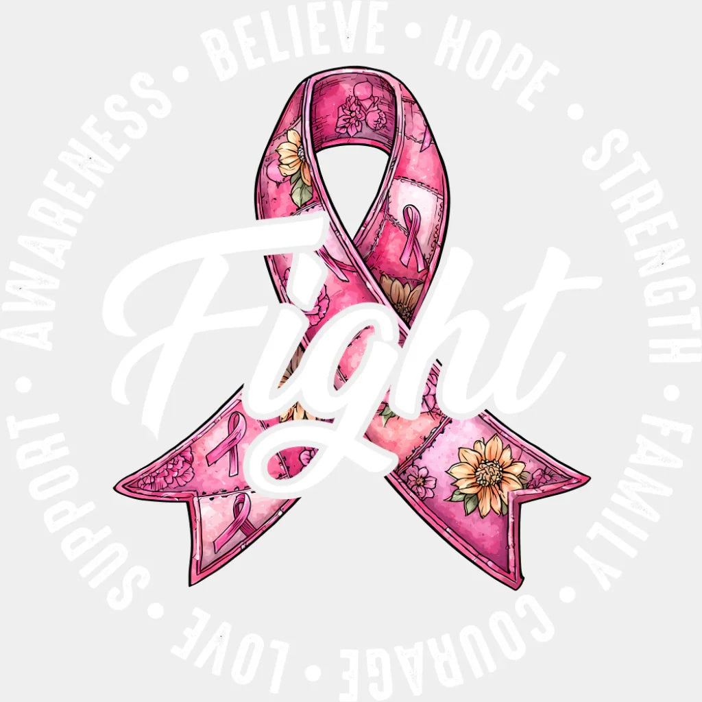 Fight Breast Cancer Awareness DTF Transfer Adult Unisex S & M (10’’) / Light Color Design (See Imaging)
