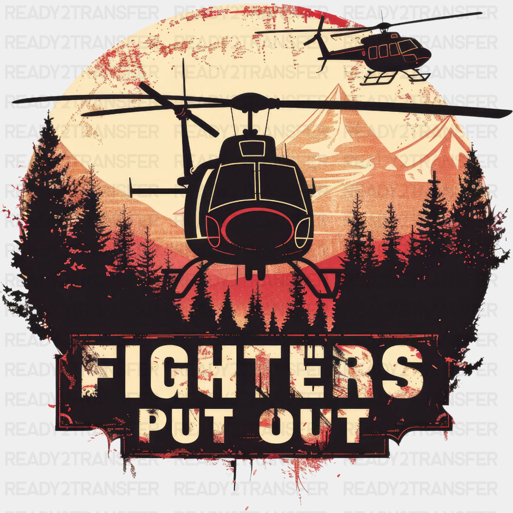 Fighters Put Out Helicopter - Fire Department DTF Transfers ready2transfer Dark Color Design (See Imaging)