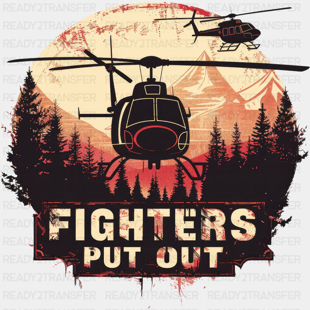 Fighters Put Out Helicopter - Fire Department DTF Transfers ready2transfer Dark Color Design (See Imaging)
