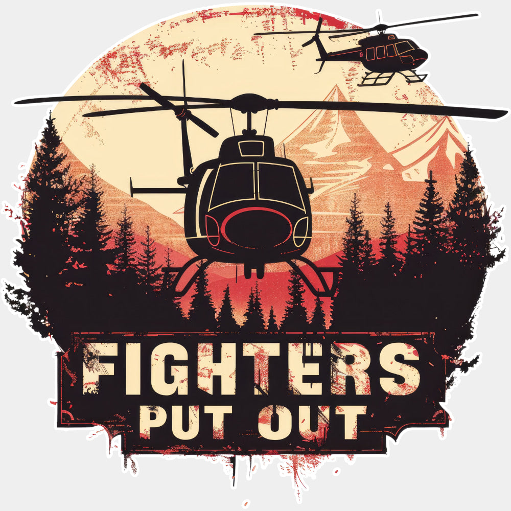 Fighters Put Out Helicopter - Fire Department DTF Transfers ready2transfer Light Color Design (See Imaging)