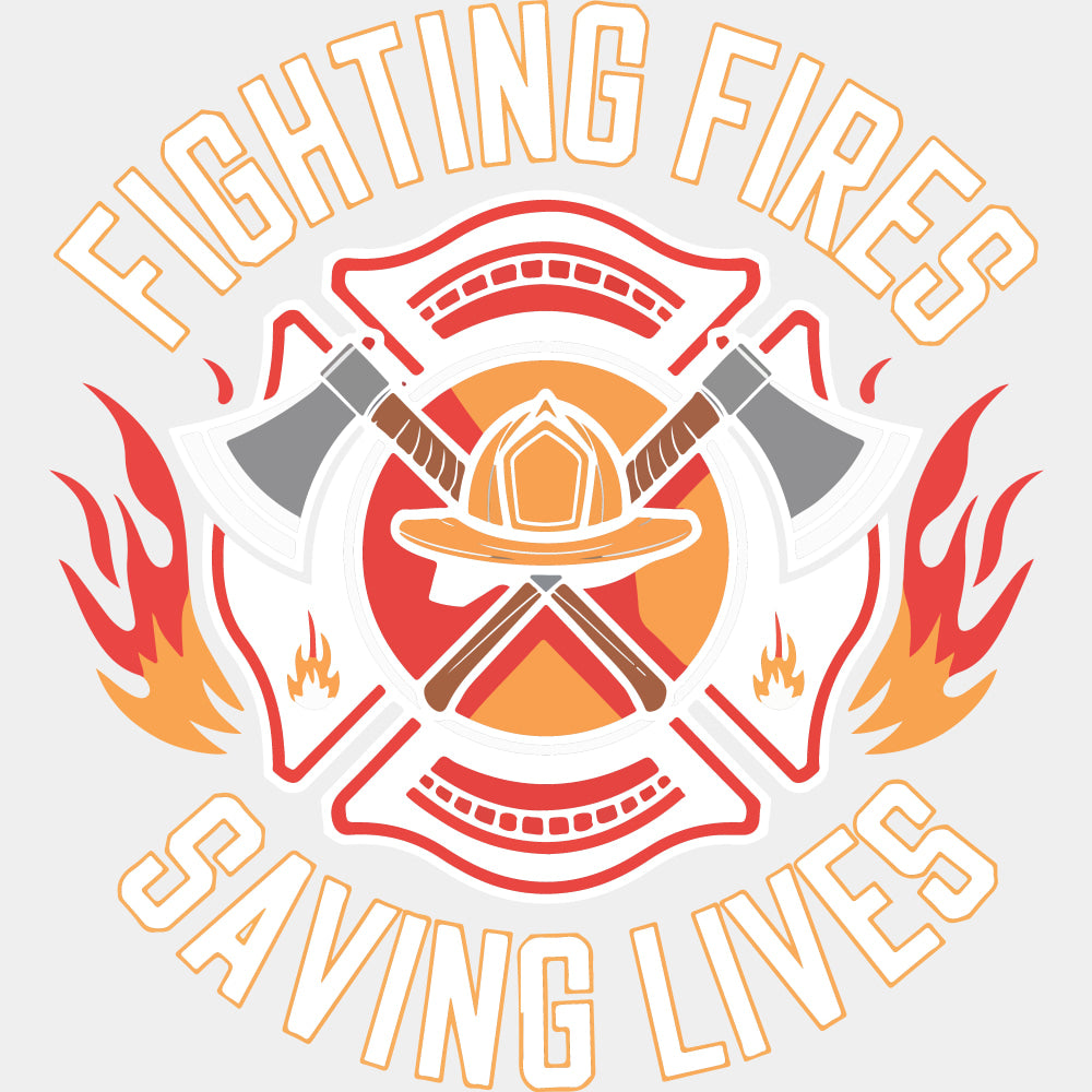Fighting Fires Saving Lives - Fire Department DTF Transfers ready2transfer Light Color Design (See Imaging)