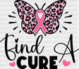 Find A Cure Butterfly Ribbon Heart - Cancer Dtf Transfer Adult Unisex S & M (10’’) / Dark Color