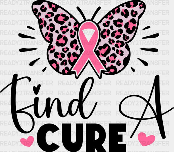 Find A Cure Butterfly Ribbon Heart - Cancer DTF Transfer