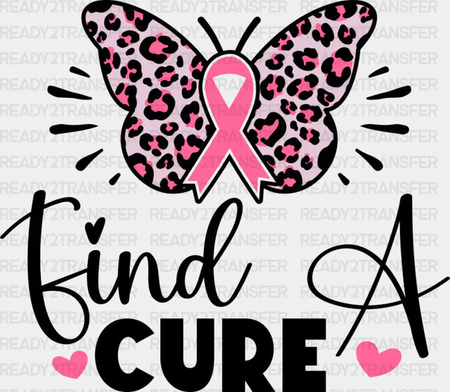 Find A Cure Butterfly Ribbon Heart - Cancer Dtf Transfer Adult Unisex S & M (10’’) / Dark Color