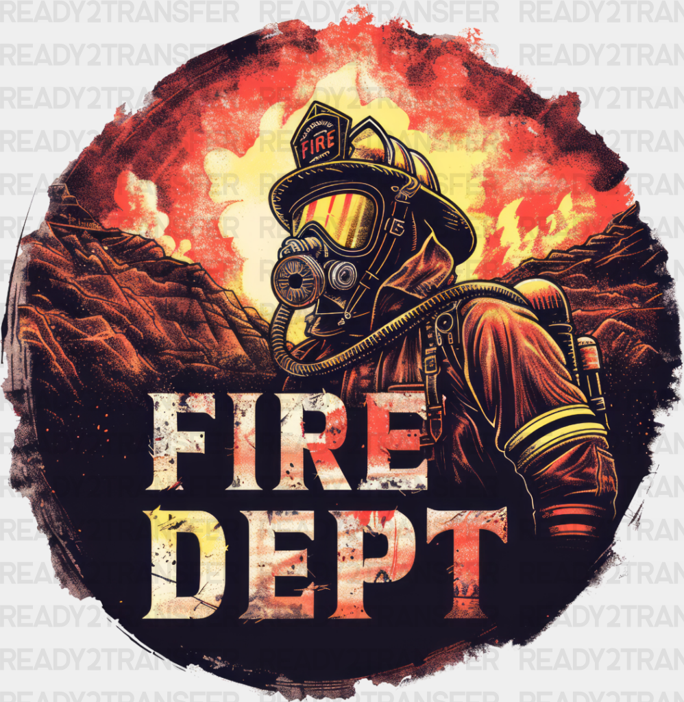 Fire Dept Circle Design - Firefighter Dtf Heat Transfer