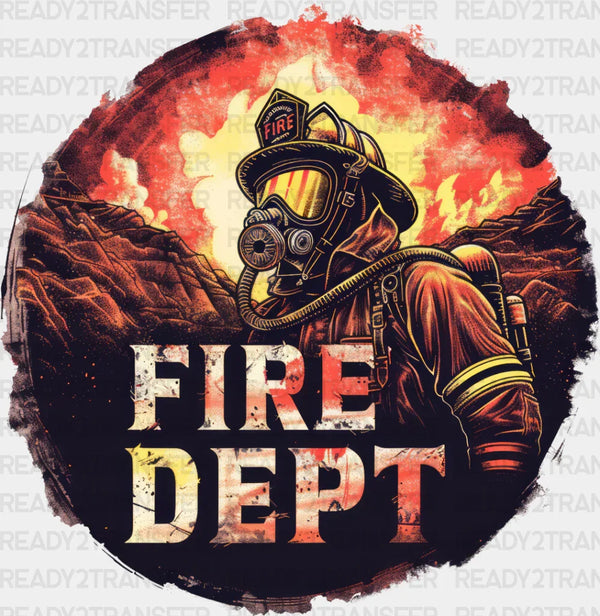 Fire Dept Circle Design - Firefighter DTF Heat Transfer
