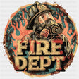 Fire Dept Flame Circle - Fire Department DTF Transfers ready2transfer
