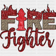 Fire Fighter Leopard Print & Red Sequin - Fire Department DTF Transfers ready2transfer Dark Color Design (See Imaging)