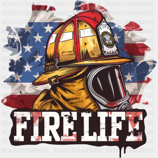 Fire Life USA Flag - Fire Department DTF Transfers ready2transfer