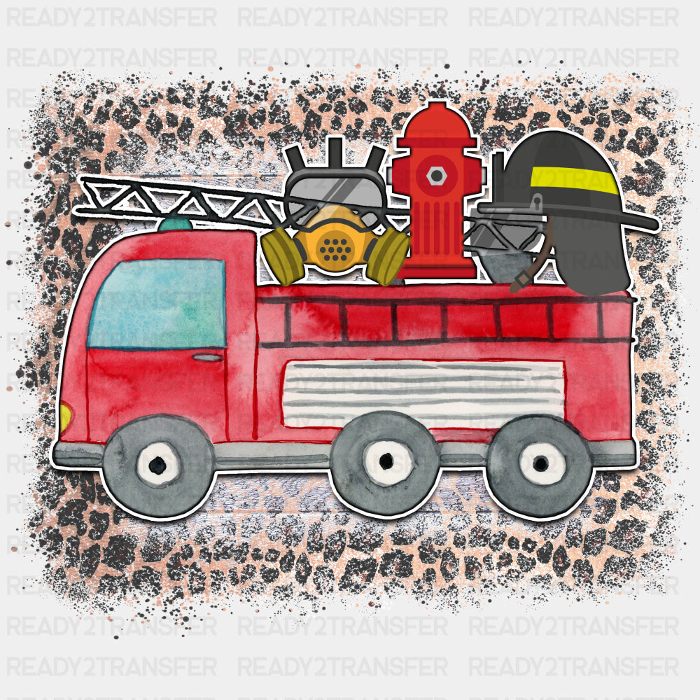 Fire Truck Leopard Print - Fire Department DTF Transfers ready2transfer