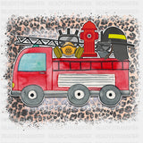 Fire Truck Leopard Print - Fire Department DTF Transfers ready2transfer