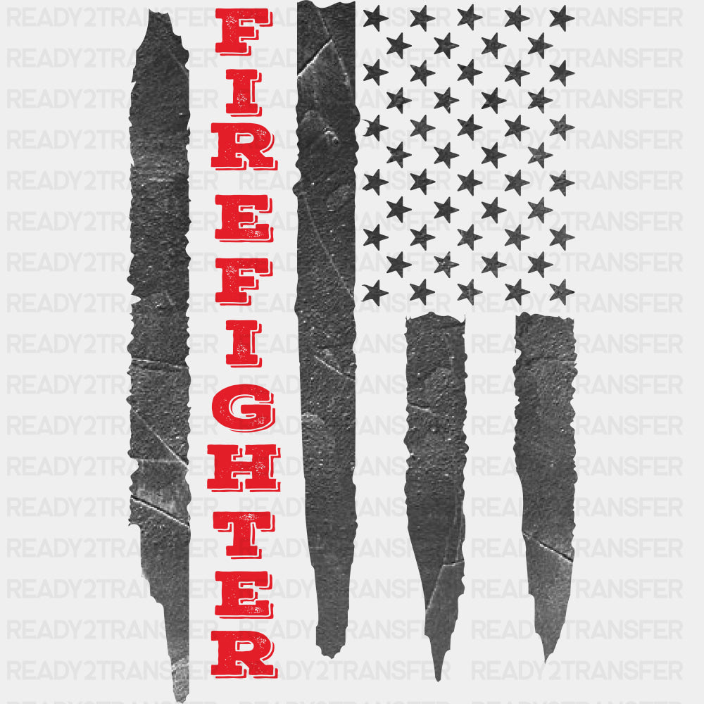 Firefighter B&W USA Flag - Fire Department DTF Transfers ready2transfer Dark Color Design (See Imaging)