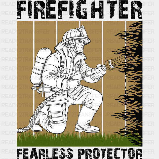 Firefighter, Fearless Protector - Fire Department DTF Transfers ready2transfer Dark Color Design (See Imaging)