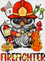 Firefighter Gnome - Dtf Heat Transfer