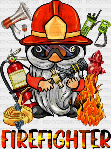 Firefighter Gnome - Dtf Heat Transfer