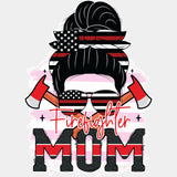 Firefighter Mom Bandana - Fire Department DTF Transfers ready2transfer Light Color Design (See Imaging)