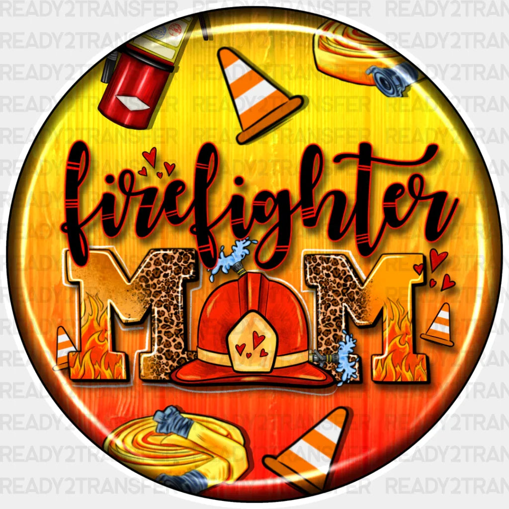 Firefighter Mom Circular Design - Dtf Transfer Adult Unisex S & M (10’’) / Light Color (See Imaging)