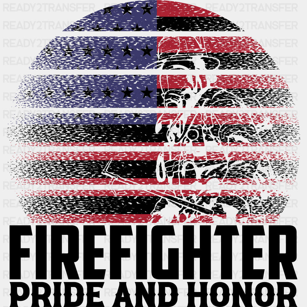 Firefighter Pride And Honor Circular USA Flag - Fire Department DTF Transfers ready2transfer Dark Color Design (See Imaging)