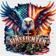 Firefighter US Flag, Eagle Design - Fire Department DTF Transfers ready2transfer