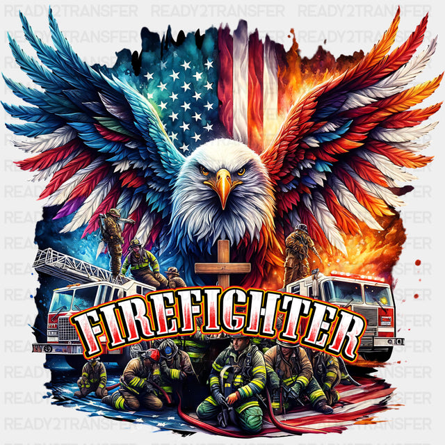 Firefighter US Flag, Eagle Design - Fire Department DTF Transfers ready2transfer
