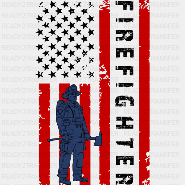 Firefighter Vertical US Flag - Fire Department DTF Transfers