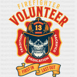 Firefighter Volunteer Skull - Fire Department DTF Transfers ready2transfer