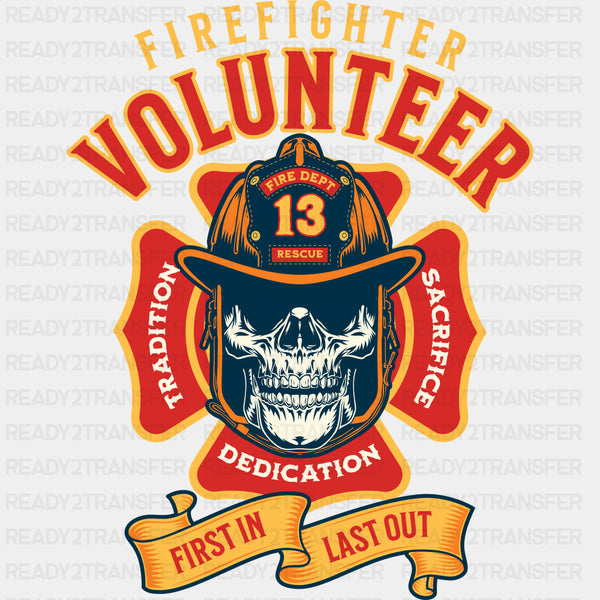 Firefighter Volunteer Skull - Fire Department DTF Transfers