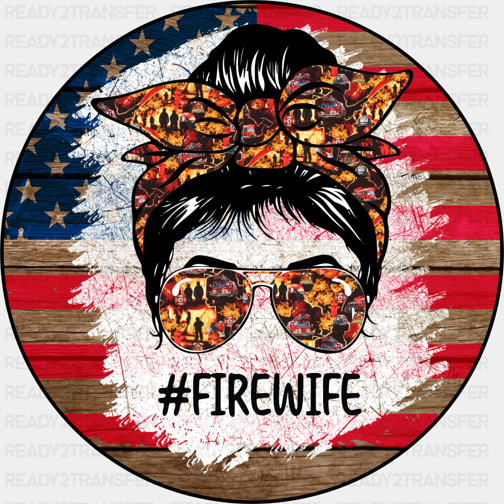Firewife Circular US Flag Design - Fire Department DTF Transfers ready2transfer Dark Color Design (See Imaging)