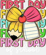 First Day Of School Pencil Ribbon - First Day Of School DTF Transfer Adult Unisex - S & M (10’’) / Light Color Design