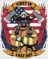 First In Last Out Firefighter Design - Dtf Transfer Adult Unisex S & M (10’’) / Light Color