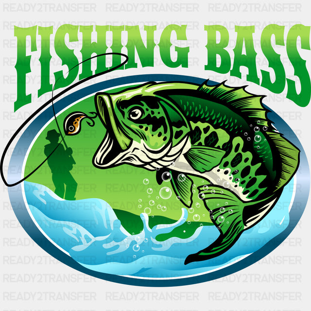 Fishing Bass, Green Design - Fishing DTF Transfers ready2transfer