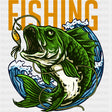 Fishing, Largemouth Bass - Fishing DTF Transfers ready2transfer Dark Color Design (See Imaging)