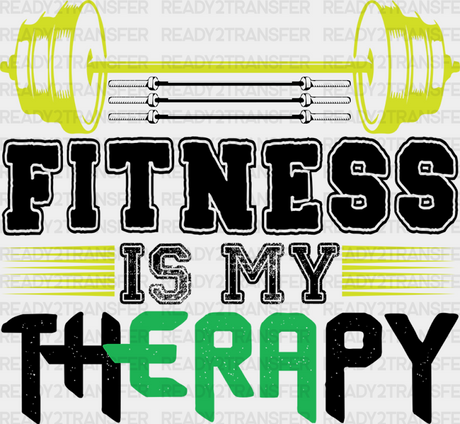 Fitnnes Is My Therapy - Gym Dtf Heat Transfer Adult Unisex S & M (10’’) / Black