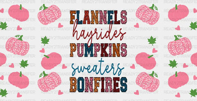 Flannels Hayrides Pumpkins - Fall Cup Wrap Uv Sticker Permanent Dtf Decal