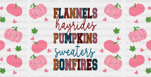 Flannels Hayrides Pumpkins - Fall Cup Wrap UV Sticker Permanent UV DTF Decal