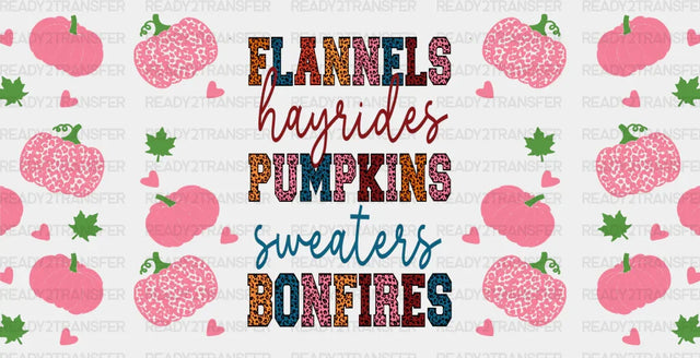Flannels Hayrides Pumpkins - Fall Cup Wrap Uv Sticker Permanent Dtf Decal