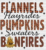 Flannels Pumpkins Bonfires - Fall Dtf Transfer Adult Unisex S & M (10’’) / Light Color Design