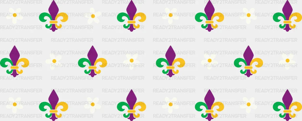 Fleur-De-Lis And Flowers - Mardi Gras Cup Wrap Uv Sticker Permanent Dtf Decal