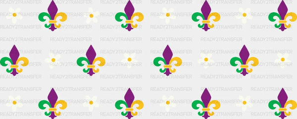 Fleur-de-lis And Flowers - Mardi Gras Cup Wrap UV Sticker Permanent UV DTF Decal
