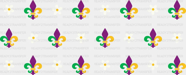 Fleur-De-Lis And Flowers - Mardi Gras Cup Wrap Uv Sticker Permanent Dtf Decal